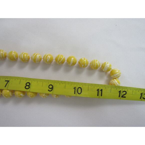 Rosecraft Yellow Stripe Bead Necklace 23" Whimsical Boho Cottagecore Fetive - Picture 4 of 4